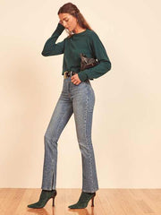 Peyton Slit Hem High Rise Bootcut Jeans