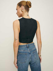 Sofia Cropped Linen Vest