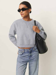 Grace Cropped Vintage Oversized Crewneck Sweatshirt