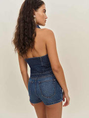 Luisa Stretch Denim Top