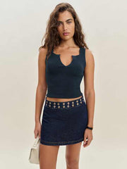 Jaylene Mid Rise Denim Mini Skirt