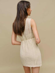 Lilliana Linen Cotton Crochet Dress