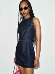 Kianna Denim Halter Mini Dress