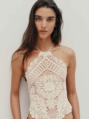 Thea Sheer Cotton Crochet Halter
