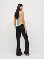 Gale Satin Mid Rise Long Pant