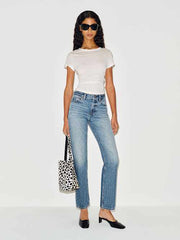 Leda Mid Rise Straight Long Jeans