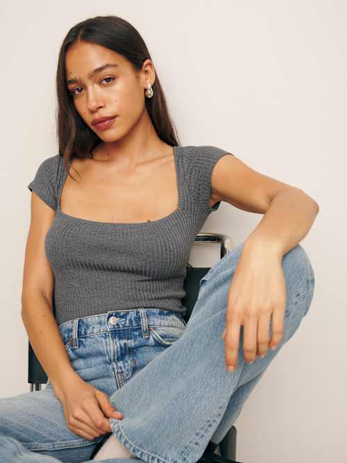 Bardot Ribbed Knit Top