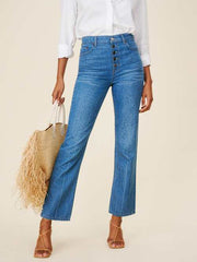 Cynthia Button Fly High Rise Straight Jeans