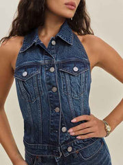 Luisa Stretch Denim Top