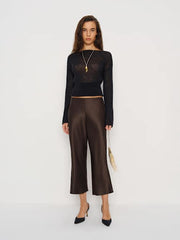 Gale Satin Mid Rise Capri Pant