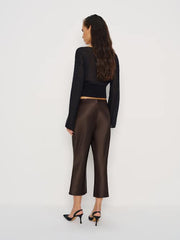 Gale Satin Mid Rise Capri Pant