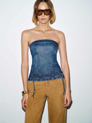 Gabbriette Stretch Denim Top