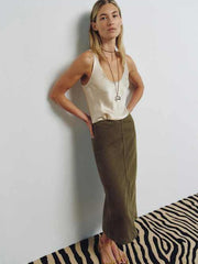 Regina Mid Rise Midi Skirt