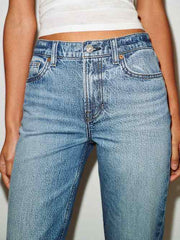 Leda Mid Rise Straight Long Jeans